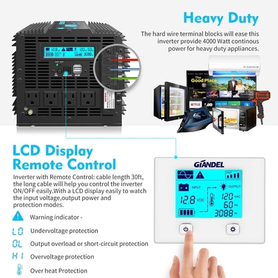 Invertitore puro resistente solare ibrido di potere di sinusoide di Giandel 4000W dell'invertitore di DC24V